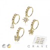 8PCS OF ASSORTED CZ DANGLE 316L SURGICAL STEEL O-RING NOSE HOOP BOX